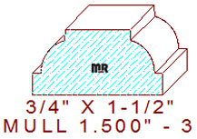 Mullion/Muntin Moulding 1-1/2" - 3