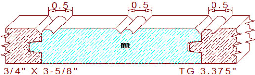 Tongue & Groove 3-3/8" Tongue & Groove 3-3/8"