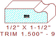 Trim Moulding 1-1/2" - 9 Trim Moulding 1-1/2" - 9