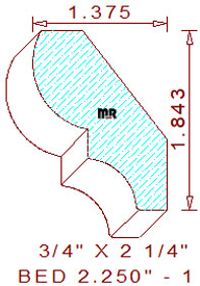 Bed Mould 2-1/4" - 1 Bed Mould 2-1/4" - 1