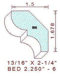 Bed Mould 2-1/4" - 6 Bed Mould 2-1/4" - 6