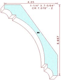 Crown Moulding 7-5/64" - 2 Crown Moulding 7-5/64" - 2