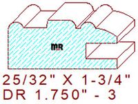 Cabinet Door Stile/Rail 1-3/4" - 3