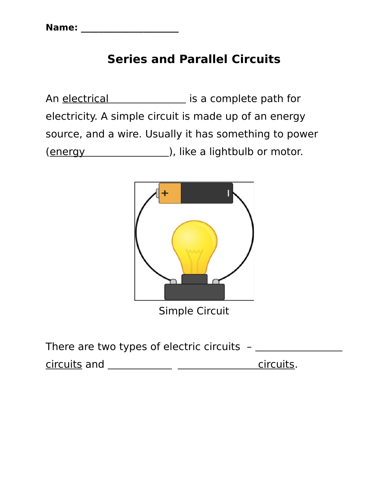 Series And Parallel Circuits Worksheet By Ktowns Ninja Plans