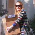 Lindsay Lohan Carries A Box Into Betty Ford