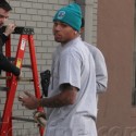 Chris Brown Paints Outside Recording Studio