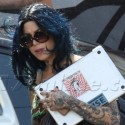 Kat Von D Holds On Tight To Her Laptop