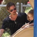 Brad Pitt Takes The Twins To The Park