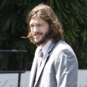 Ashton Kutcher Arrives To Work In A Sexy Suit