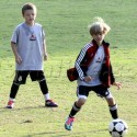 Romeo And Cruz Beckham Play Soccer Together