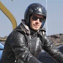 David Beckham Rides Motorcycle In Red Pants