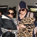 Kourtney And Khloe Kardashian Return From New York