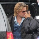 Brad Pitt Braves The Rain In LA