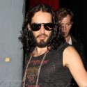 Russell Brand Looks Serious After Comedy Routine