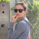 Katie Holmes Waits For A Broken Elevator At Equinox