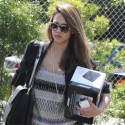 Jessica Alba Lugs Around Speakers