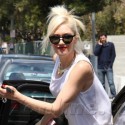 Gwen Stefani Wearing Leather Pants At The Studio