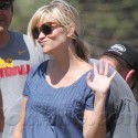 Reese Witherspoon Gives A Wave At Deacon's Flag Football Game