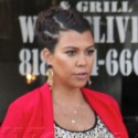 Kourtney And Kim Kardashian Grab Lunch At Hummus Grill