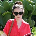 Lily Collins Runs Around Town In A Cute Red Outfit
