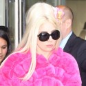 Lady Gaga Rocks Pink Fur In NYC