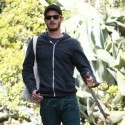 Andrew Garfield Takes His Dog For A Walk