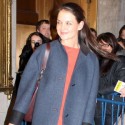 Katie Holmes Leaves The Music Box Theatre In A Great Mood