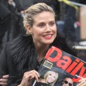 Heidi Klum Wears Black Fur Coat At NY Fashion Week