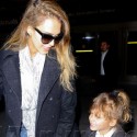 Jessica Alba And Her Little Shadow Come Back To Los Angeles