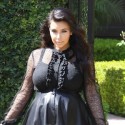 Kim Kardashian Leaves Her House In A Leather Skirt
