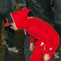 Justin Bieber Parties In Sweden In A Red Sweatsuit