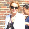 Lindsay Lohan Smiles Outside Of <em>Letterman</em>