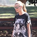 Heidi Klum Hides Belly In Oversized Tiger Shirt At Soccer Game