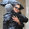 Katie Holmes Hugs A Pal On The Streets Of NYC