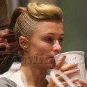 Paris Hilton Gets Hair Styled While Eating Soup