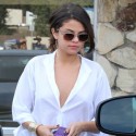 Selena Gomez Goes Braless In White Shirt