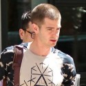 Andrew Garfield Shows Off His Buzz Cut And Bad Fashion
