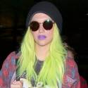Kesha And Her Neon Green Hair Arrive At LAX