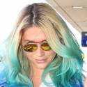 Kesha Lands At LAX With Blue Hair