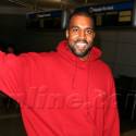 Kanye West Touches Down In LA In Red Sweats
