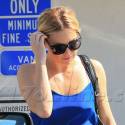 Kate Hudson's Nips Poke Through Her Blue Slip Dress