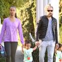 Zoe Saldana And Husband Marco Perego Go For A Walk With Their Twin Sons