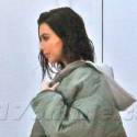 Kim Kardashian Bundles Up In A Bomber Jacket And Sweats At The Studio