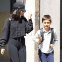 Kourtney Hides Her Makeup-Free Face While Out With Mason