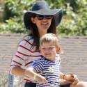 Jennifer Garner Rides On A Firetruck With Son Samuel On The 4th Of July