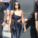 Kim Kardashian Flaunts Her Skinny Frame In A Velvet Bodysuit