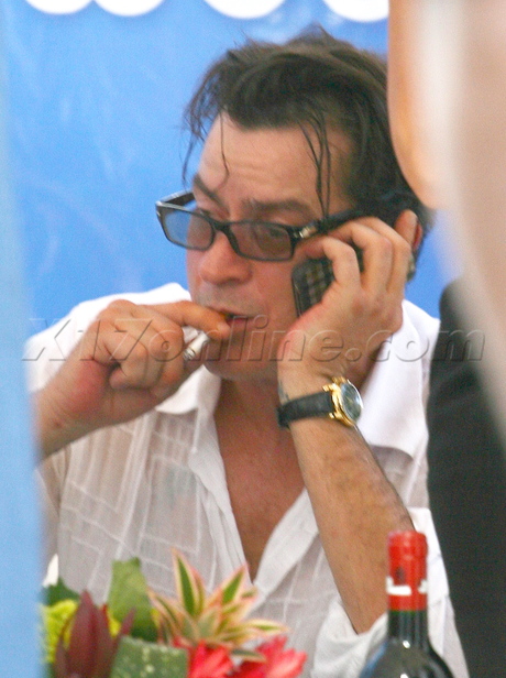 Charlie Sheen smoking drinking miami 