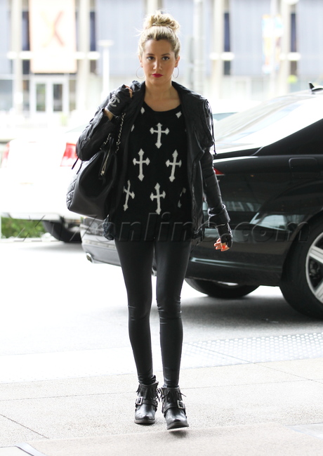 Ashley Tisdale cross sweater Century City blonde 