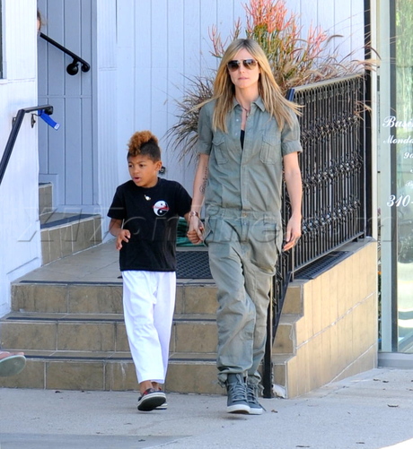 Heidi Klum son mohawk karate Brentwood coveralls 