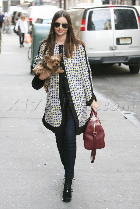 sunglasses Miranda Kerr dog heels purse coat print coat ray bans